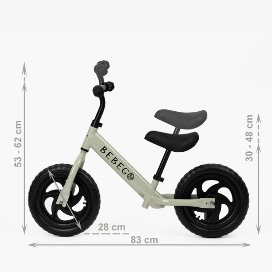 Bicicletă de echilibru, fără pedale, pentru copii, Bebego GORGO gri
