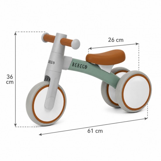 Bicicletă de echilibru NONO, fără pedale, cu 3 roți pentru copii, de la 1 an, verde