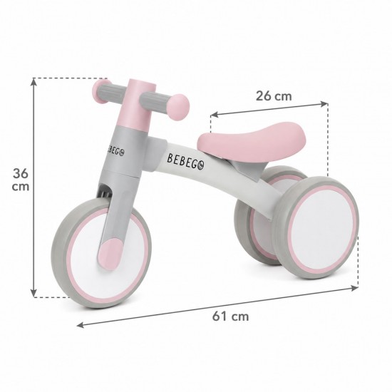 Bicicletă de echilibru NONO, fără pedale, cu 3 roți pentru fete, de la 1 an, roz