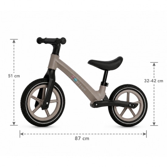 Bicicletă fără pedale Bebego Aero cu roți gonflabile, gri-bej