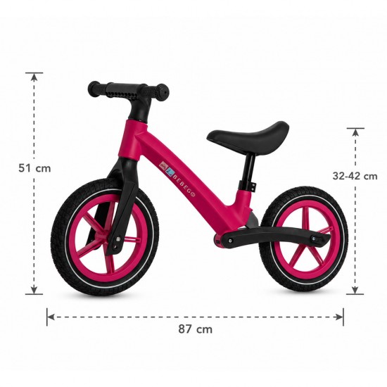 Bicicletă fără pedale Bebego Aero cu roți gonflabile, roz