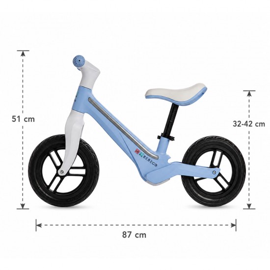 Bicicletă fără pedale Bebego Lumino cu LED, albastru deschis