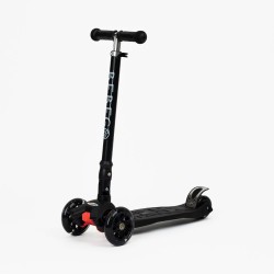 Trotinetă pliabilă WIGO, cu 3 roți și lumini LED, pentru copii, negru