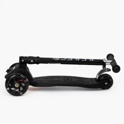 Trotinetă pliabilă WIGO, cu 3 roți și lumini LED, pentru copii, negru