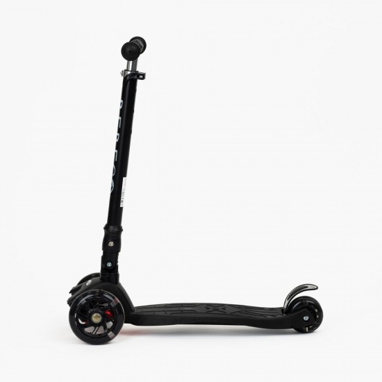 Trotinetă pliabilă WIGO, cu 3 roți și lumini LED, pentru copii, negru