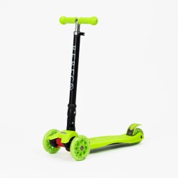 Trotinetă pliabilă WIGO, cu 3 roți și lumini LED, pentru copii, verde