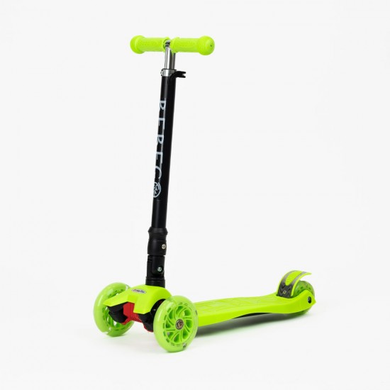 Trotinetă pliabilă WIGO, cu 3 roți și lumini LED, pentru copii, verde
