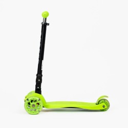 Trotinetă pliabilă WIGO, cu 3 roți și lumini LED, pentru copii, verde