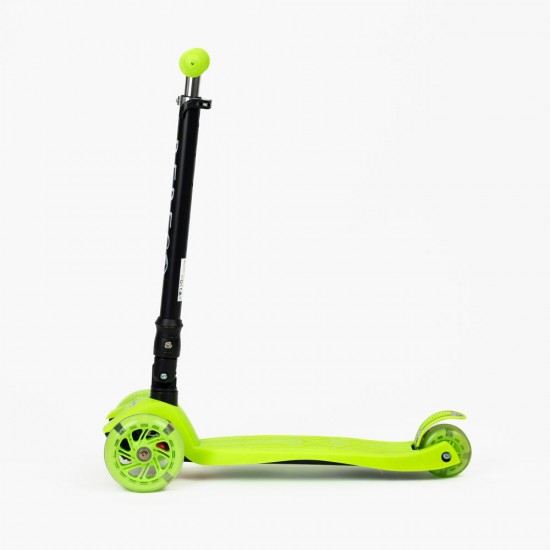 Trotinetă pliabilă WIGO, cu 3 roți și lumini LED, pentru copii, verde