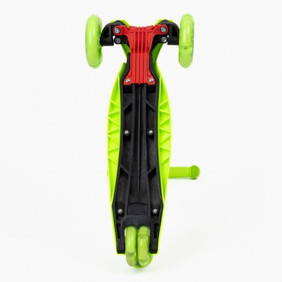 Trotinetă pliabilă WIGO, cu 3 roți și lumini LED, pentru copii, verde