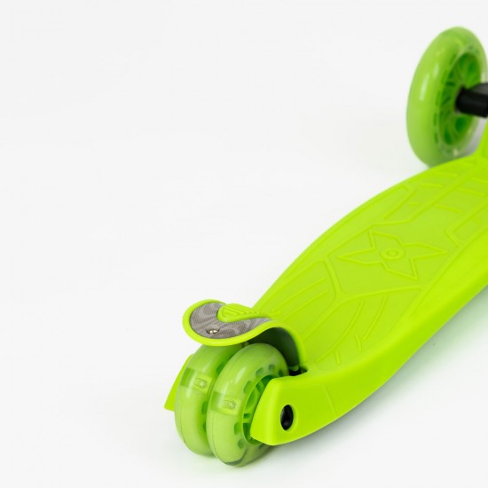 Trotinetă pliabilă WIGO, cu 3 roți și lumini LED, pentru copii, verde