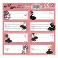 Autocolant pentru cărți și caiete cu 8 etichete, model Ballet shoes
