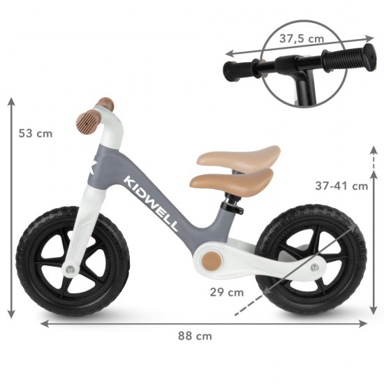Bicicletă fără pedale Kidwell FLEX, pliabilă, gri