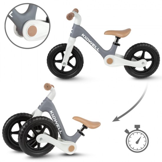 Bicicletă fără pedale Kidwell FLEX, pliabilă, gri