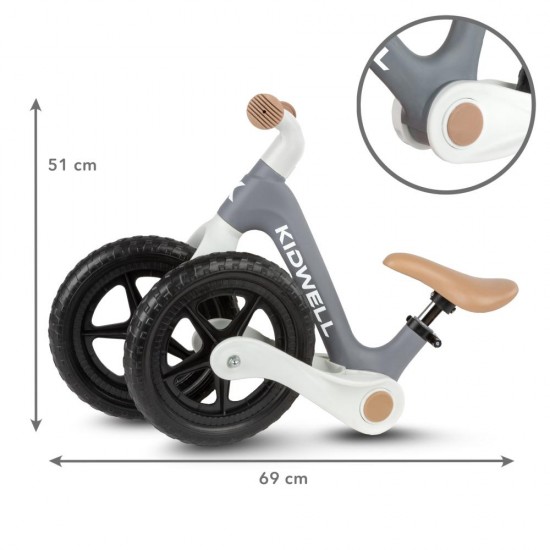 Bicicletă fără pedale Kidwell FLEX, pliabilă, gri