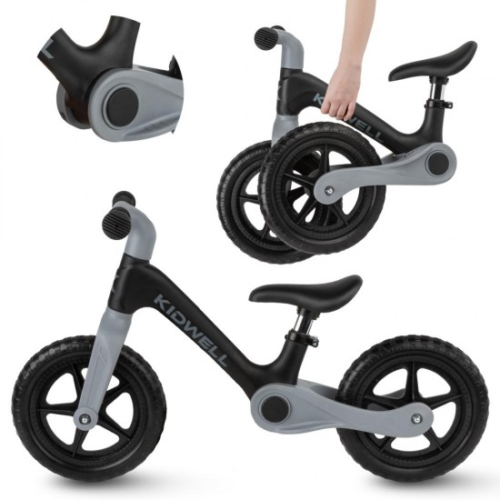 Bicicletă fără pedale Kidwell FLEX, pliabilă, negru/gri