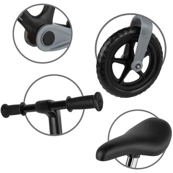 Bicicletă fără pedale Kidwell FLEX, pliabilă, negru/gri