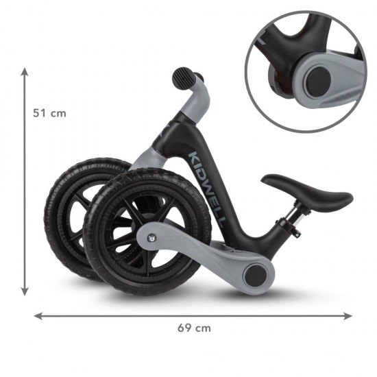 Bicicletă fără pedale Kidwell FLEX, pliabilă, negru/gri