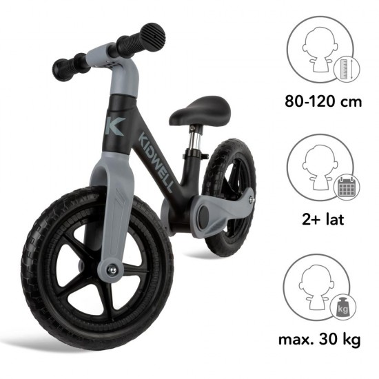 Bicicletă fără pedale Kidwell FLEX, pliabilă, negru/gri