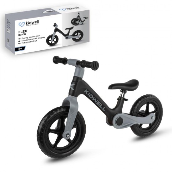 Bicicletă fără pedale Kidwell FLEX, pliabilă, negru/gri