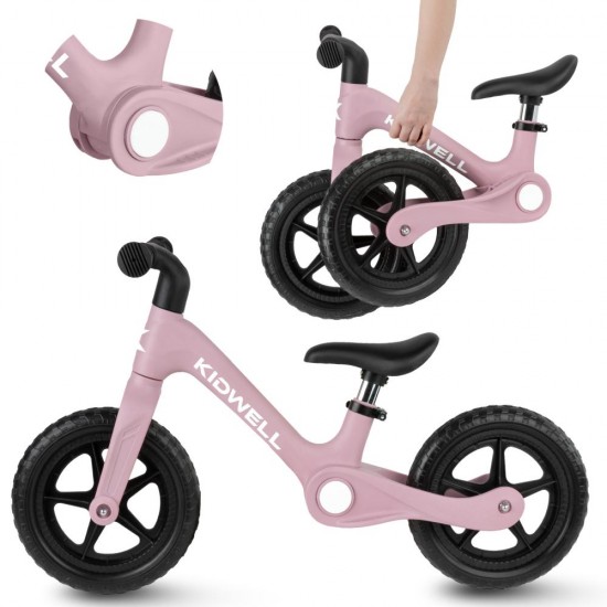 Bicicletă fără pedale Kidwell FLEX, pliabilă, roz