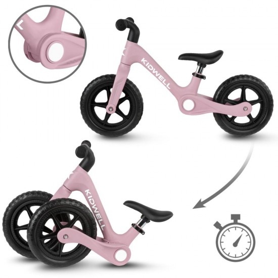 Bicicletă fără pedale Kidwell FLEX, pliabilă, roz