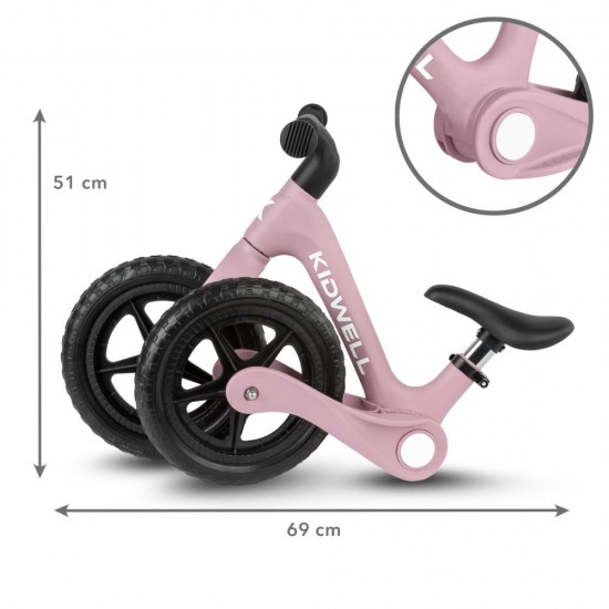 Bicicletă fără pedale Kidwell FLEX, pliabilă, roz