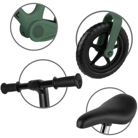 Bicicletă fără pedale Kidwell FLEX, pliabilă, verde