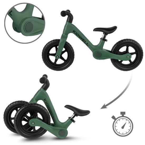 Bicicletă fără pedale Kidwell FLEX, pliabilă, verde