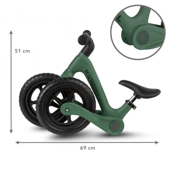 Bicicletă fără pedale Kidwell FLEX, pliabilă, verde