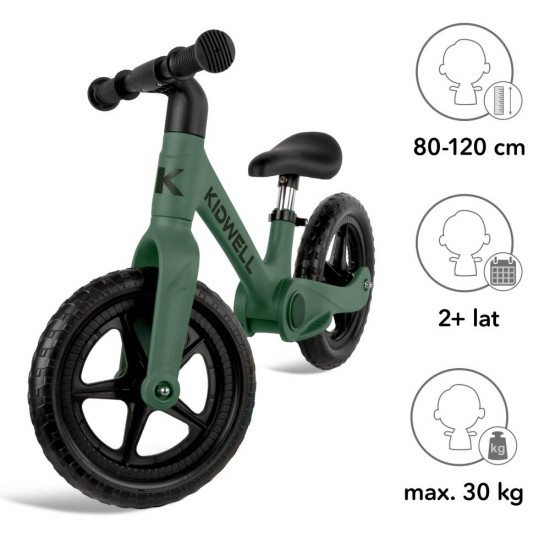 Bicicletă fără pedale Kidwell FLEX, pliabilă, verde