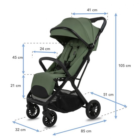 Cărucior sport pliabil Kidwell AURO – Frosty Green, până la 22 kg