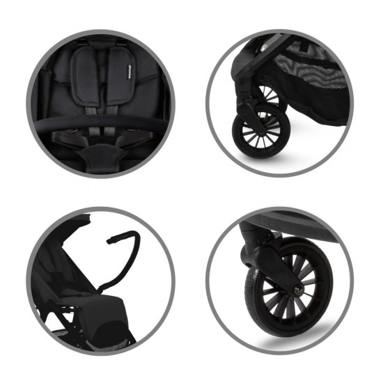 Cărucior sport pliabil Kidwell AURO – negru (Ink Black), până la 22 kg