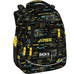 Ghiozdan ergonomic copii, 3 compartimente, BackUp, model Futurist Circuit Style