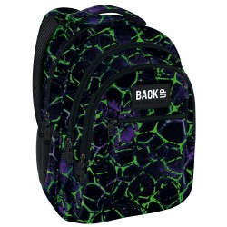 Ghiozdan ergonomic copii, 3 compartimente, Backup, model molecule verzi