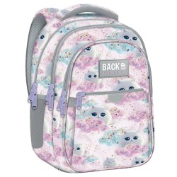 Ghiozdan ergonomic fete cu 3 compartimente, BackUp, model galactic pisică