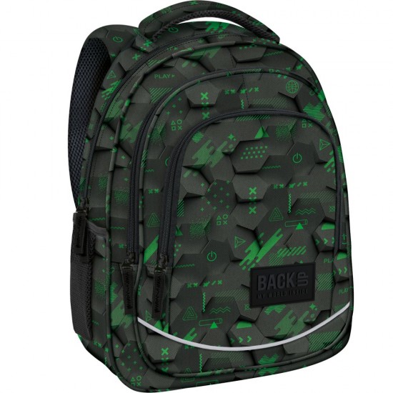 Ghiozdan ergonomic scoală pentru băieți, BackUp, model camuflaj verde mystic