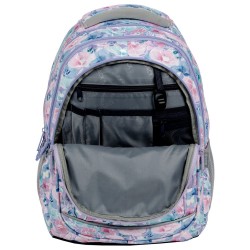 Ghiozdan fete, Backup, 4 compartimente, model aquarell flori de mac