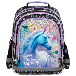Ghiozdan fete cu 2 compartimente, model Born to be Unicorn