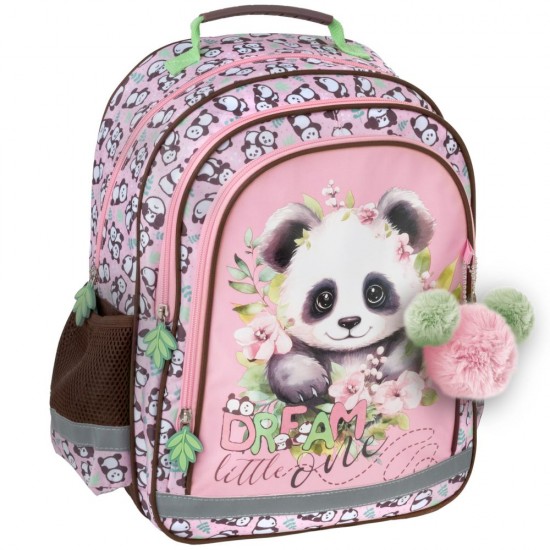 Ghiozdan fete cu 2 compartimente,  model PANDA(DREAM LITTLE ONE), Derform