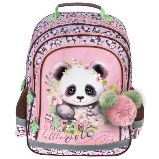 Ghiozdan fete cu 2 compartimente,  model PANDA(DREAM LITTLE ONE), Derform