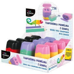 Kidea ascuțitoare dublă cu radieră – în diverse culori