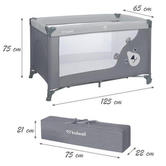 Kidwell BLISSY BASIC Stone Gray – pătuț de călătorie pliabil