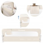 Protecție laterală pat, Cori Beige 150 cm, înălțime reglabilă 50-65 cm, cu plasă respirabilă și un buzunar