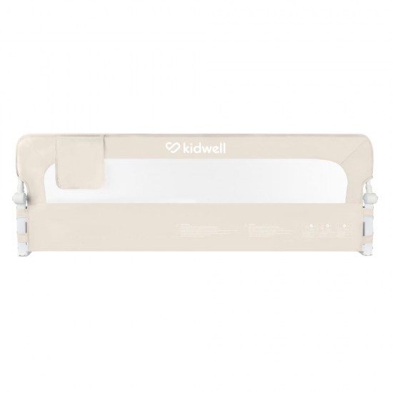Protecție laterală pat, Cori Beige 150 cm, înălțime reglabilă 50-65 cm, cu plasă respirabilă și un buzunar