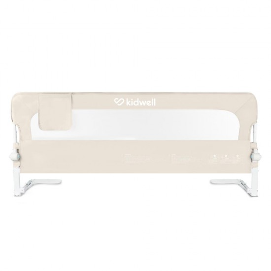 Protecție laterală pat, Cori Beige 150 cm, înălțime reglabilă 50-65 cm, cu plasă respirabilă și un buzunar