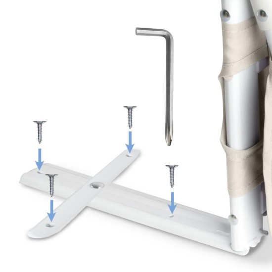 Protecție laterală pat, Cori Beige 150 cm, înălțime reglabilă 50-65 cm, cu plasă respirabilă și un buzunar