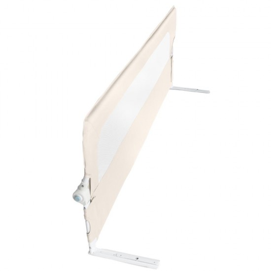 Protecție laterală pat, Cori Beige 150 cm, înălțime reglabilă 50-65 cm, cu plasă respirabilă și un buzunar