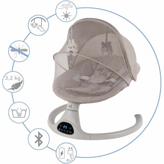 Kidwell LUVI Beige, balansoar electric și șezlong 2 în 1 pentru bebeluși, bej