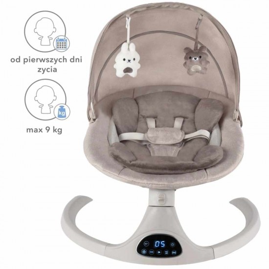 Kidwell LUVI Beige, balansoar electric și șezlong 2 în 1 pentru bebeluși, bej